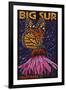 Big Sur, California - Butterfly and Flower-Lantern Press-Framed Art Print