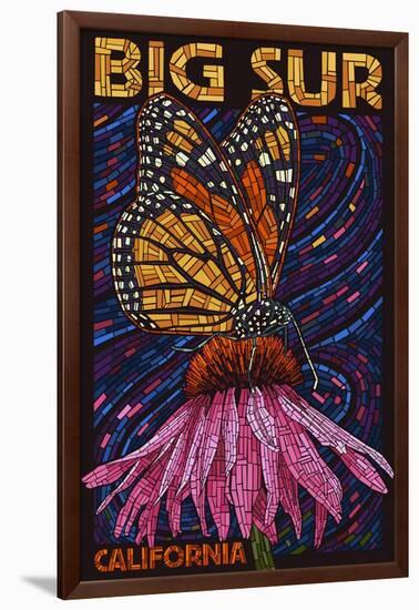 Big Sur, California - Butterfly and Flower-Lantern Press-Framed Art Print