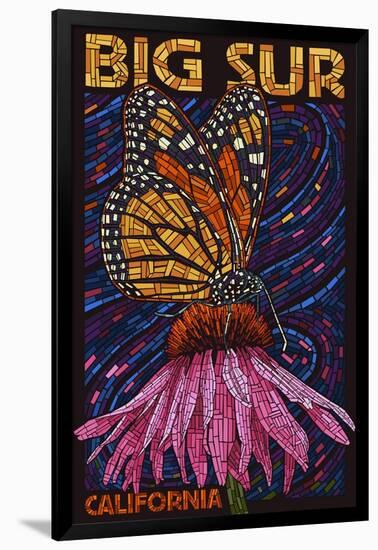 Big Sur, California - Butterfly and Flower-Lantern Press-Framed Art Print