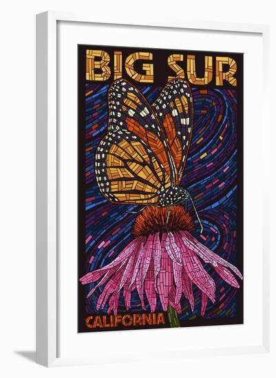 Big Sur, California - Butterfly and Flower-Lantern Press-Framed Art Print