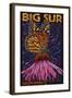 Big Sur, California - Butterfly and Flower-Lantern Press-Framed Art Print