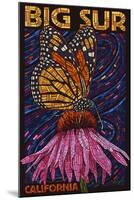 Big Sur, California - Butterfly and Flower-Lantern Press-Mounted Art Print