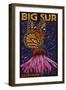 Big Sur, California - Butterfly and Flower-Lantern Press-Framed Art Print