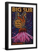 Big Sur, California - Butterfly and Flower-Lantern Press-Framed Art Print