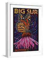 Big Sur, California - Butterfly and Flower-Lantern Press-Framed Art Print