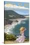 Big Sur, California Coast Scene-Lantern Press-Stretched Canvas