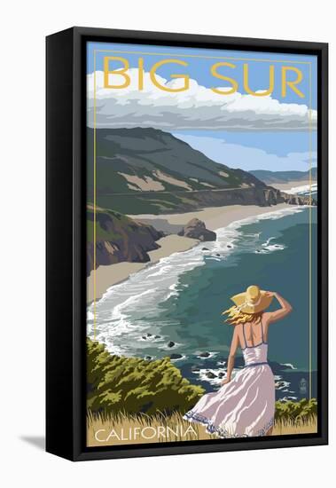 Big Sur, California Coast Scene-Lantern Press-Framed Stretched Canvas