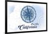 Big Sur, California - Compass - Blue - Coastal Icon-Lantern Press-Framed Art Print