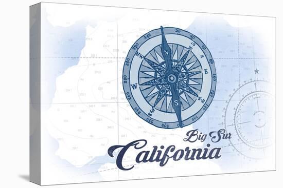 Big Sur, California - Compass - Blue - Coastal Icon-Lantern Press-Stretched Canvas