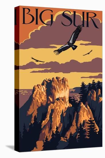 Big Sur, California - Condors-Lantern Press-Stretched Canvas