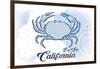 Big Sur, California - Crab - Blue - Coastal Icon-Lantern Press-Framed Art Print