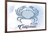 Big Sur, California - Crab - Blue - Coastal Icon-Lantern Press-Framed Art Print