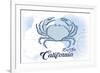 Big Sur, California - Crab - Blue - Coastal Icon-Lantern Press-Framed Art Print