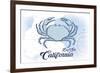 Big Sur, California - Crab - Blue - Coastal Icon-Lantern Press-Framed Art Print