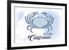 Big Sur, California - Crab - Blue - Coastal Icon-Lantern Press-Framed Art Print