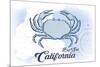 Big Sur, California - Crab - Blue - Coastal Icon-Lantern Press-Mounted Art Print