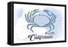 Big Sur, California - Crab - Blue - Coastal Icon-Lantern Press-Framed Stretched Canvas