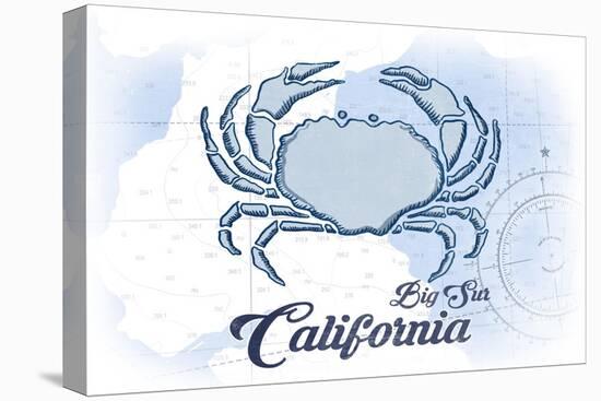 Big Sur, California - Crab - Blue - Coastal Icon-Lantern Press-Stretched Canvas