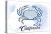 Big Sur, California - Crab - Blue - Coastal Icon-Lantern Press-Stretched Canvas