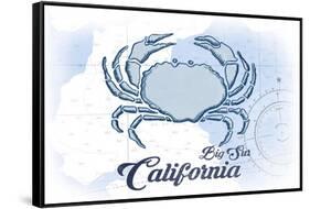 Big Sur, California - Crab - Blue - Coastal Icon-Lantern Press-Framed Stretched Canvas