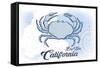 Big Sur, California - Crab - Blue - Coastal Icon-Lantern Press-Framed Stretched Canvas