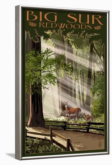 Big Sur, California - Deer and Fawns-Lantern Press-Framed Art Print