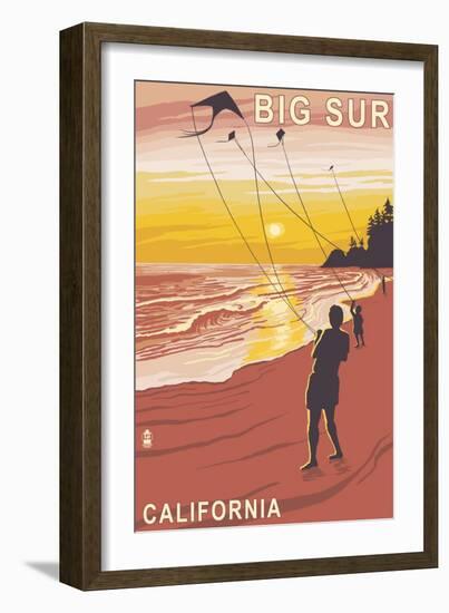 Big Sur, California - Kite Flyer-Lantern Press-Framed Art Print