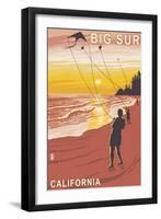 Big Sur, California - Kite Flyer-Lantern Press-Framed Art Print