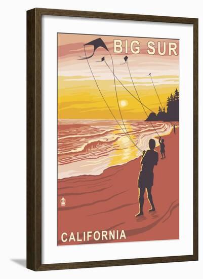 Big Sur, California - Kite Flyer-Lantern Press-Framed Art Print