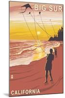 Big Sur, California - Kite Flyer-Lantern Press-Mounted Art Print