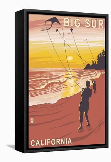 Big Sur, California - Kite Flyer-Lantern Press-Framed Stretched Canvas