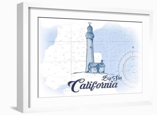 Big Sur, California - Lighthouse - Blue - Coastal Icon-Lantern Press-Framed Art Print