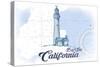 Big Sur, California - Lighthouse - Blue - Coastal Icon-Lantern Press-Stretched Canvas