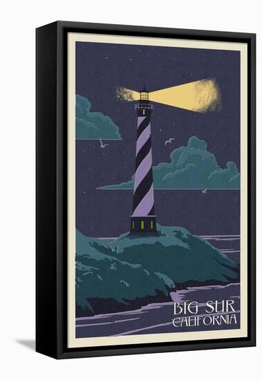 Big Sur, California - Lighthouse Letter Press-Lantern Press-Framed Stretched Canvas