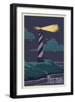 Big Sur, California - Lighthouse Letter Press-Lantern Press-Framed Art Print