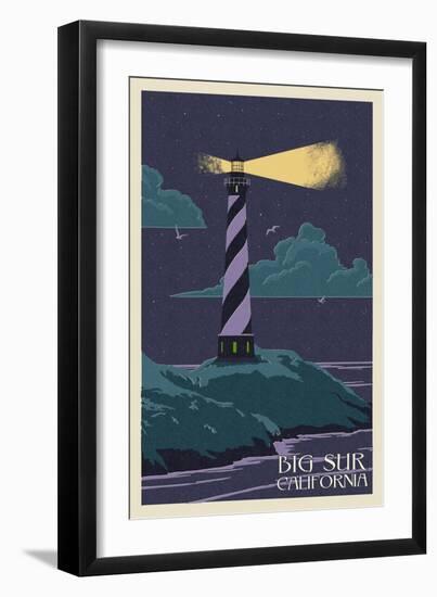 Big Sur, California - Lighthouse Letter Press-Lantern Press-Framed Art Print