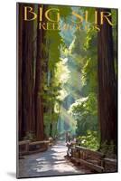 Big Sur, California - Pathway and Hikers-Lantern Press-Mounted Art Print