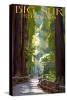 Big Sur, California - Pathway and Hikers-Lantern Press-Stretched Canvas