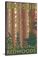 Big Sur, California - Redwoods-Lantern Press-Stretched Canvas