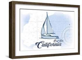 Big Sur, California - Sailboat - Blue - Coastal Icon-Lantern Press-Framed Art Print