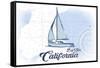 Big Sur, California - Sailboat - Blue - Coastal Icon-Lantern Press-Framed Stretched Canvas