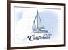 Big Sur, California - Sailboat - Blue - Coastal Icon-Lantern Press-Framed Premium Giclee Print