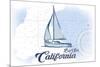 Big Sur, California - Sailboat - Blue - Coastal Icon-Lantern Press-Mounted Premium Giclee Print