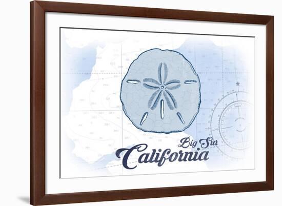 Big Sur, California - Sand Dollar - Blue - Coastal Icon-Lantern Press-Framed Art Print