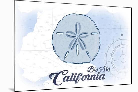 Big Sur, California - Sand Dollar - Blue - Coastal Icon-Lantern Press-Mounted Art Print