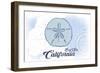 Big Sur, California - Sand Dollar - Blue - Coastal Icon-Lantern Press-Framed Art Print