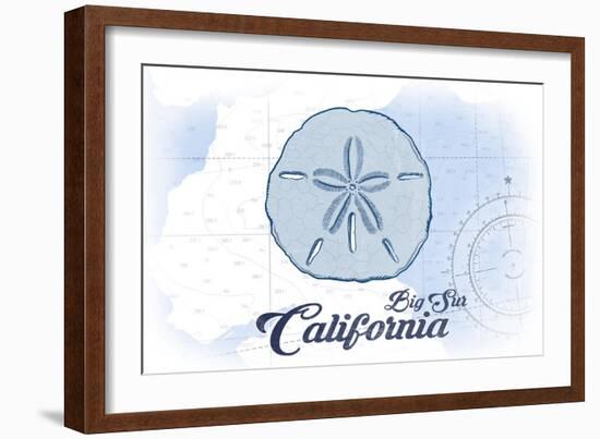 Big Sur, California - Sand Dollar - Blue - Coastal Icon-Lantern Press-Framed Art Print