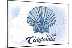 Big Sur, California - Scallop Shell - Blue - Coastal Icon-Lantern Press-Mounted Art Print