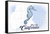 Big Sur, California - Seahorse - Blue - Coastal Icon-Lantern Press-Framed Stretched Canvas