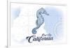 Big Sur, California - Seahorse - Blue - Coastal Icon-Lantern Press-Framed Art Print